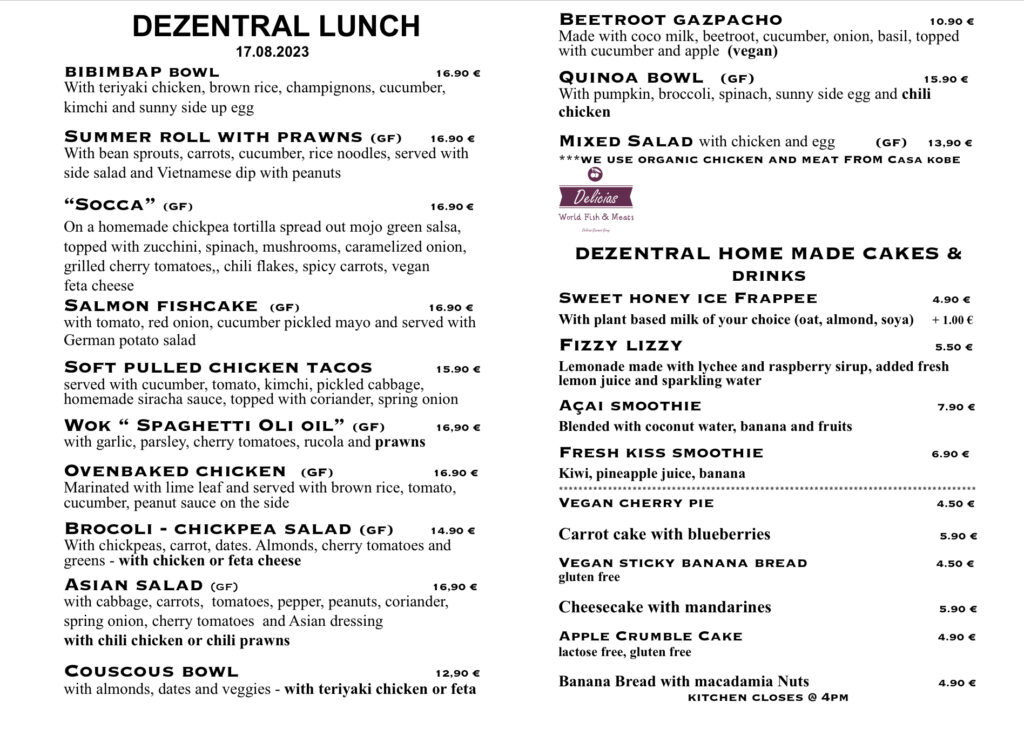 Check out our menu today ✌️, Dezentral Marbella